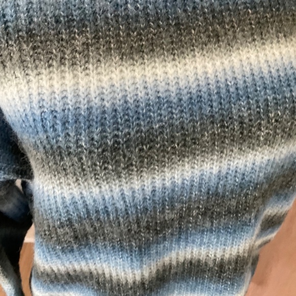 NWT Belle Belldini striped sweater wool blend ombré blue gray nautical boho L - Picture 15 of 16